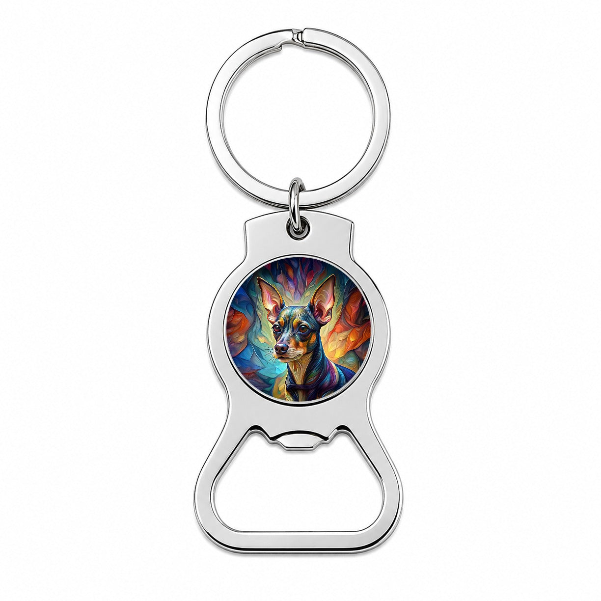 Miniature Pinscher Dog Abstract Stylized Art Bottle Opener Keychain