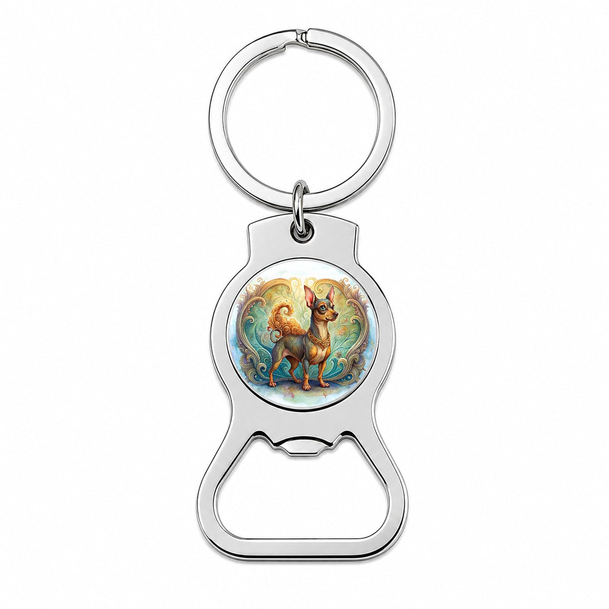 Miniature Pinscher Dog Art Nouveau Bottle Opener Keychain