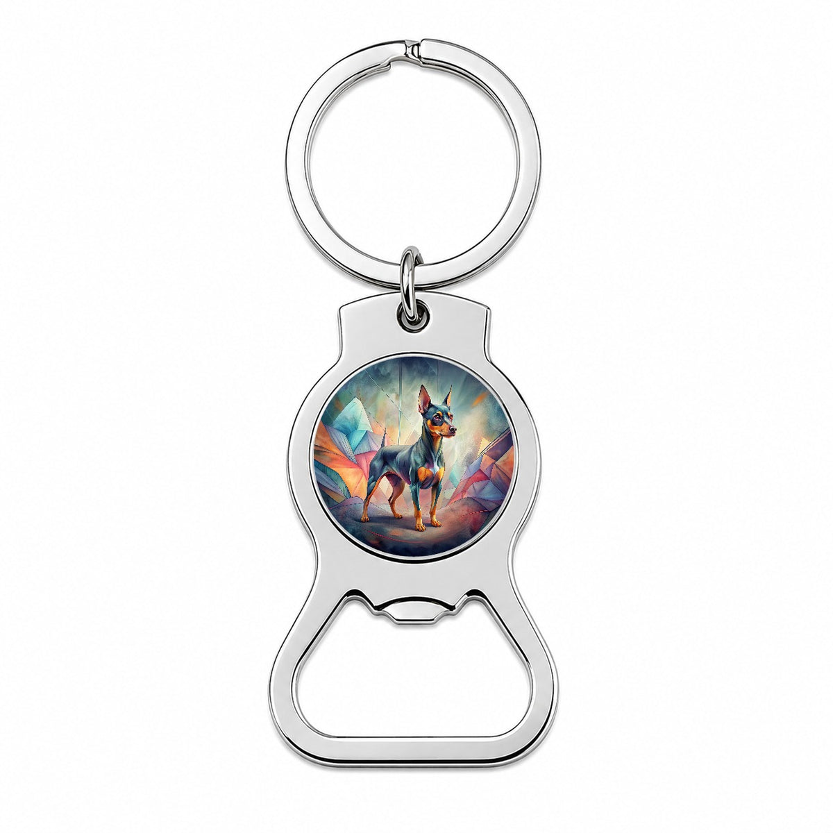 Miniature Pinscher Dog Contemporary Art Bottle Opener Keychain