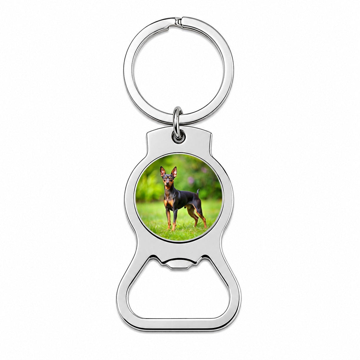 Miniature Pinscher Dog Photo Bottle Opener Keychain
