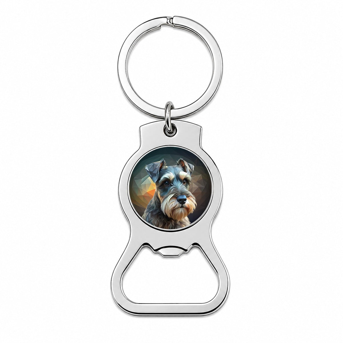 Miniature Schnauzer Dog Abstract Stylized Art Bottle Opener Keychain