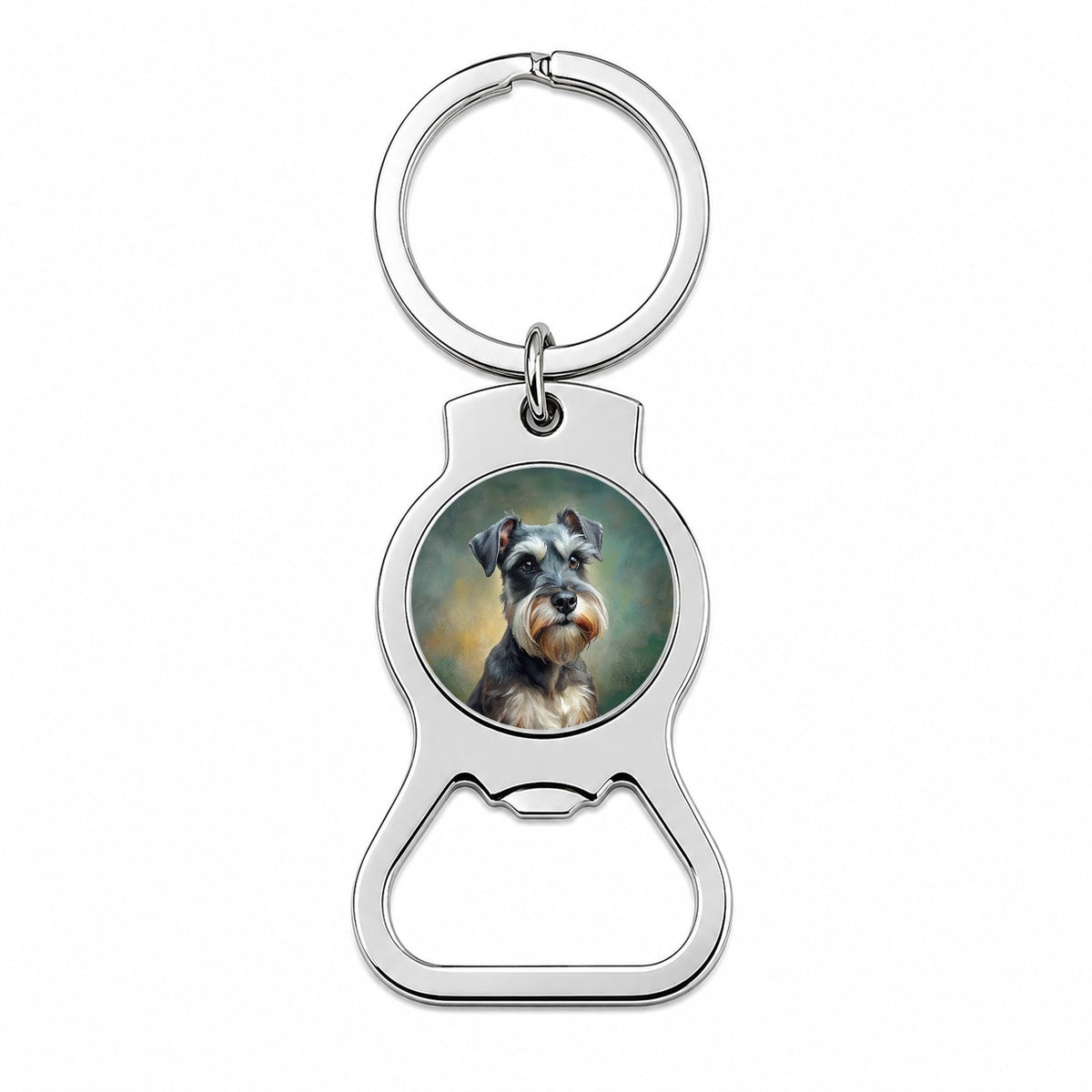 Miniature Schnauzer Dog Illustration Bottle Opener Keychain