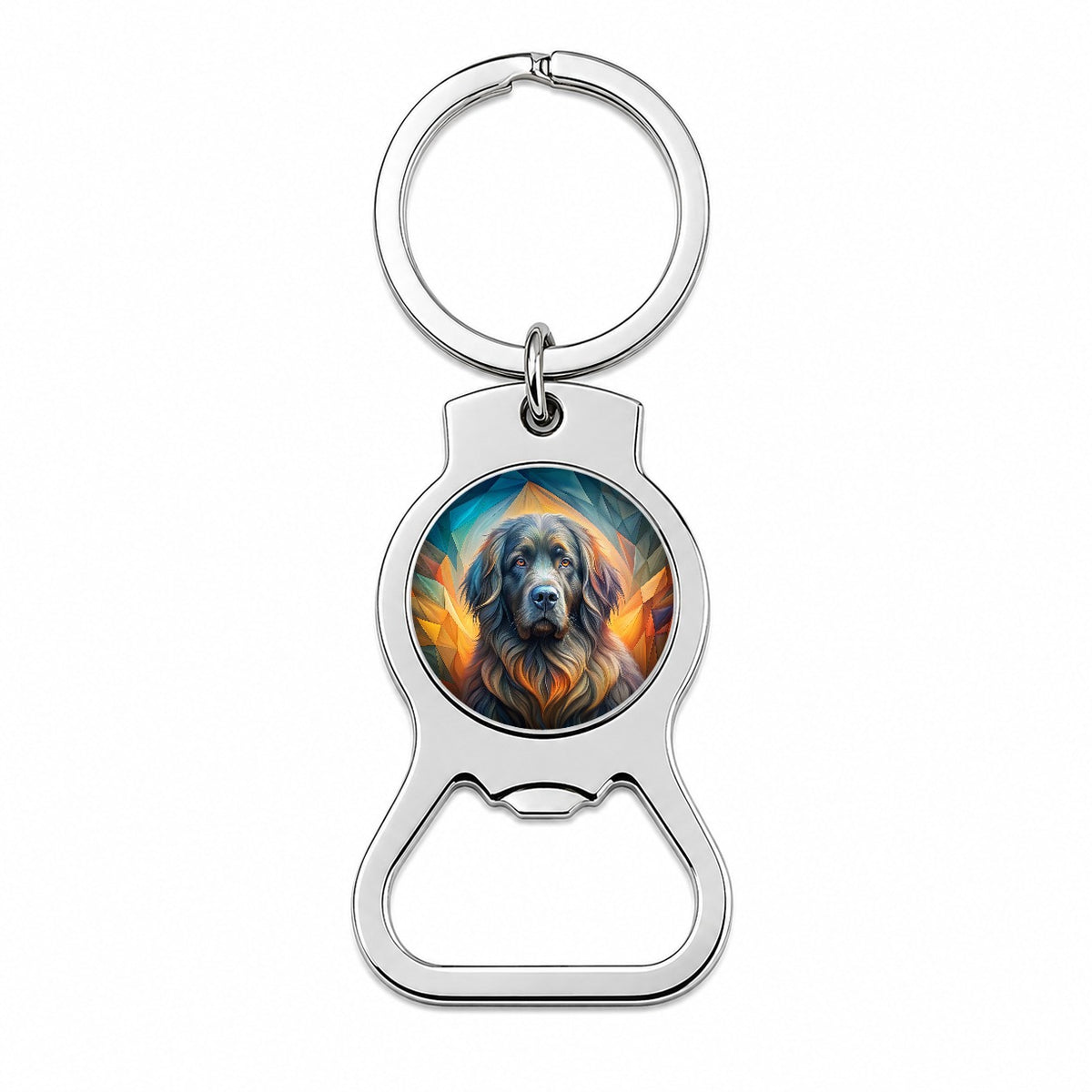 Newfoundland Dog Abstract Art Bottle Opener Keychain
