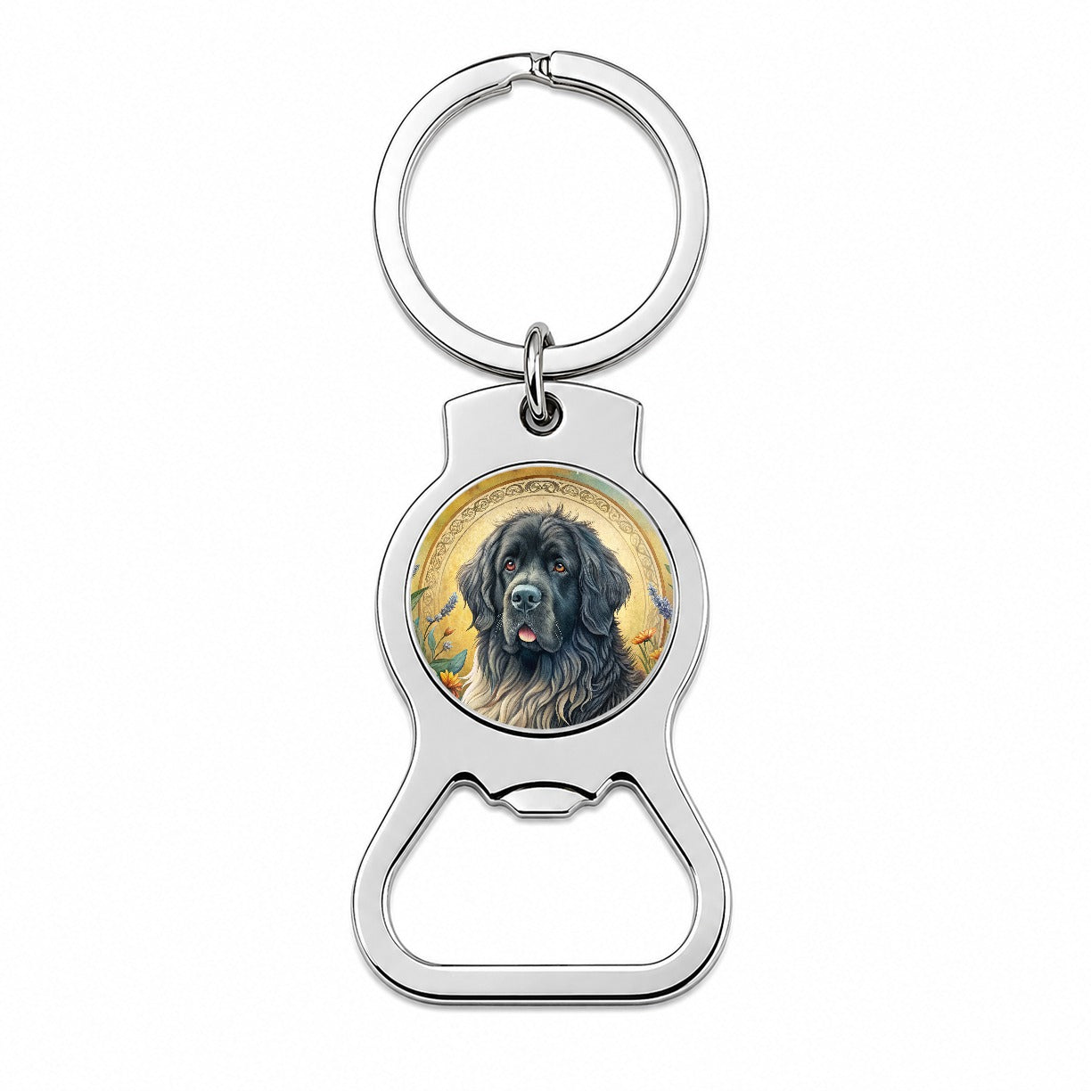 Newfoundland Dog Art Nouveau Bottle Opener Keychain