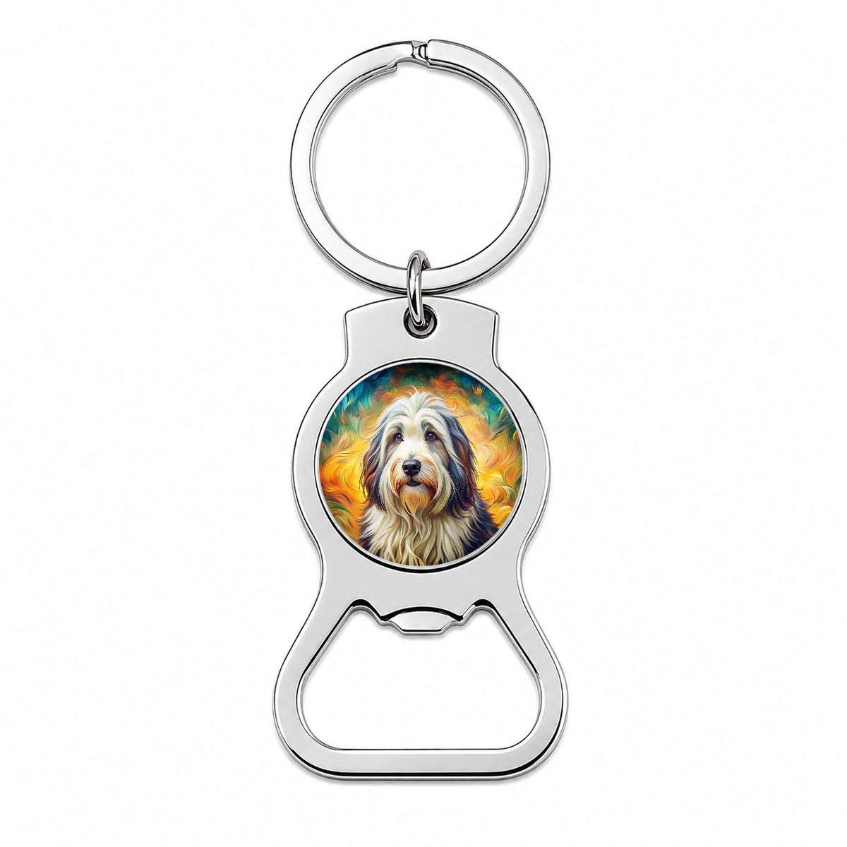Old English Sheepdog Dog Bohemian Art Bottle Opener Keychain