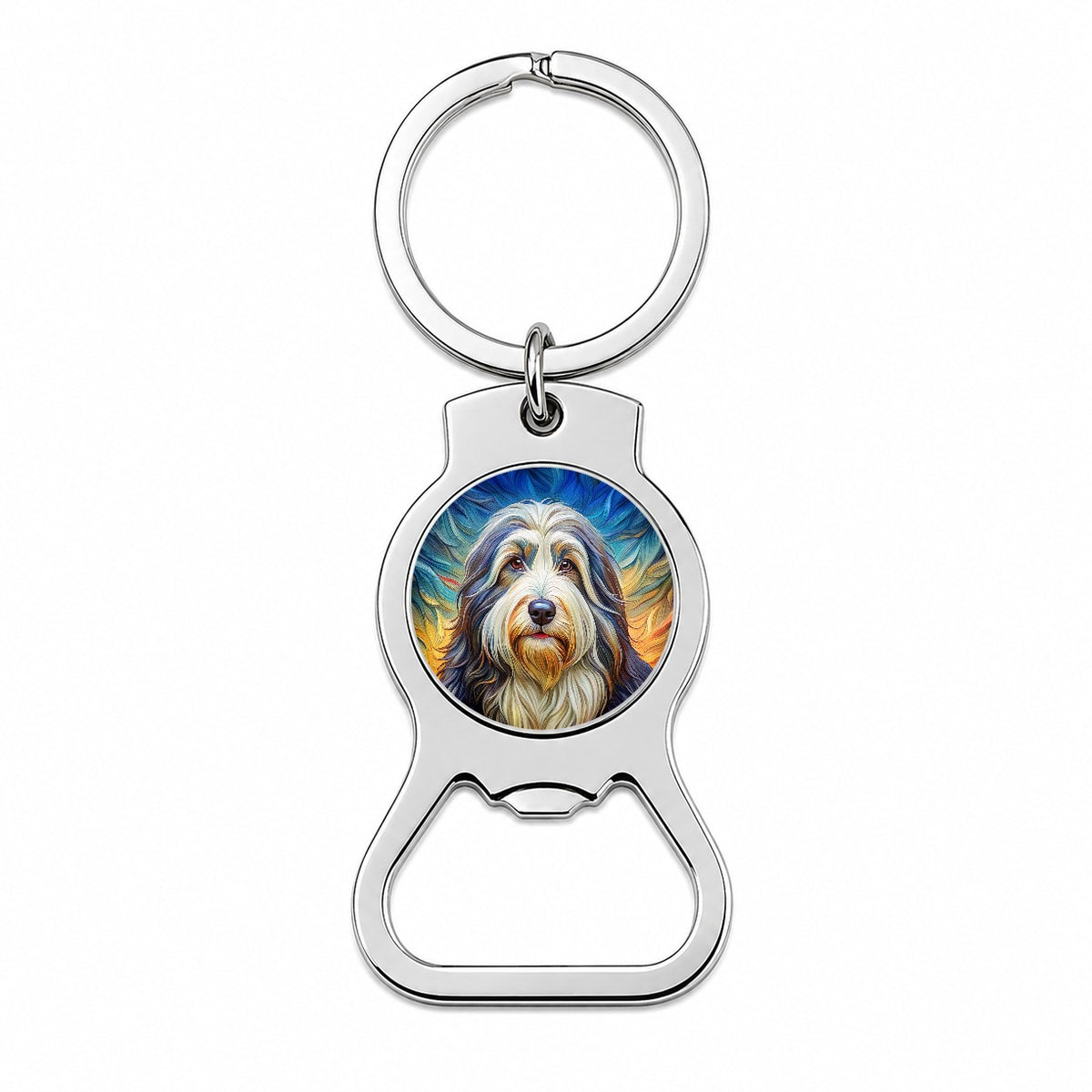 Old English Sheepdog Dog Expressionism Art Bottle Opener Keychain