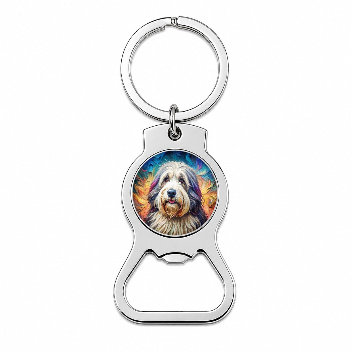 Old English Sheepdog Dog French Bohemian Art Bottle Opener Keychain