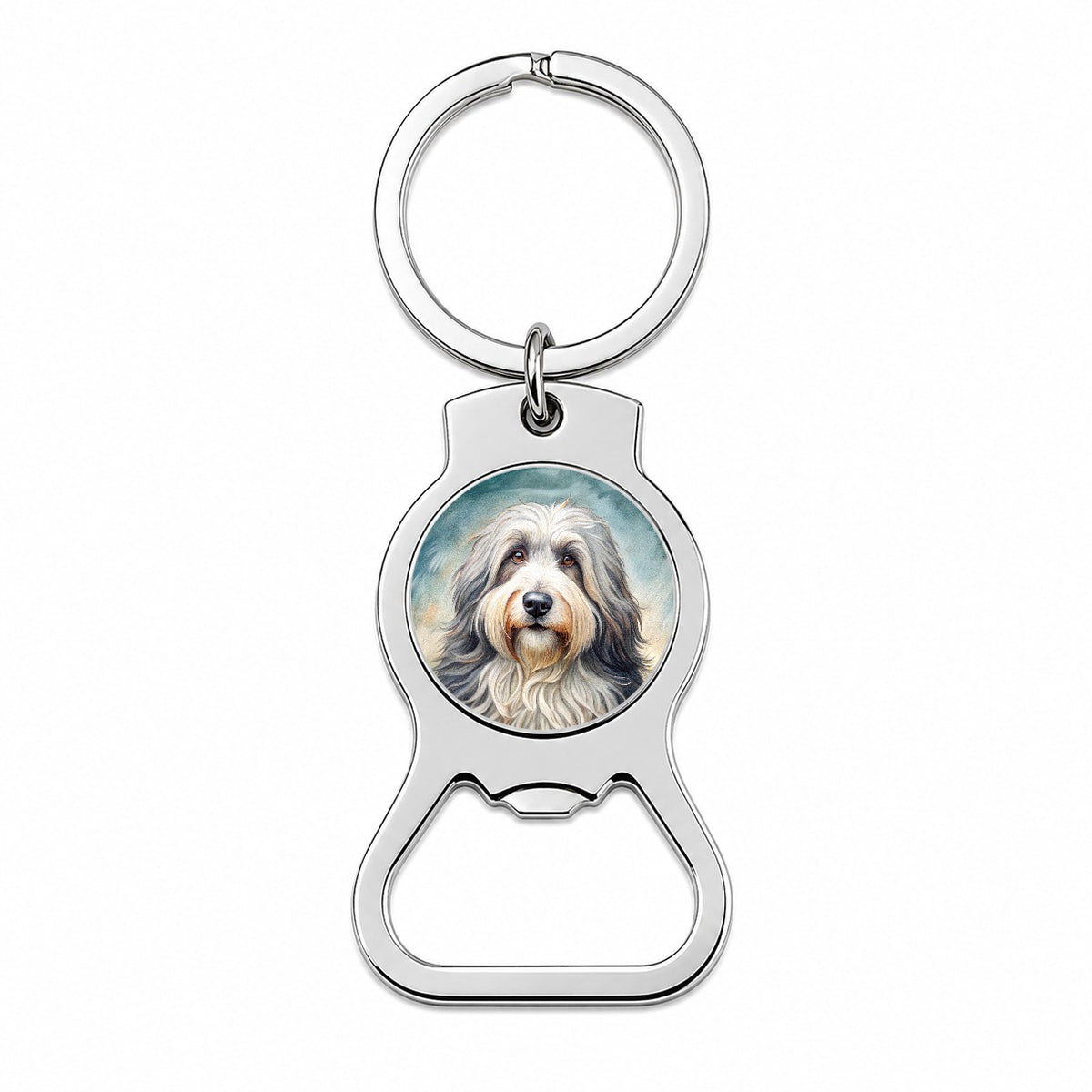 Old English Sheepdog Dog Illustration Bottle Opener Keychain