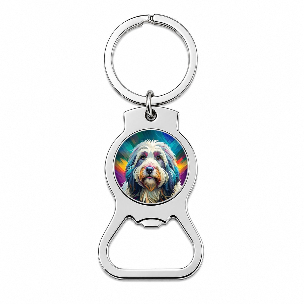 Old English Sheepdog Dog Pop Art Bottle Opener Keychain