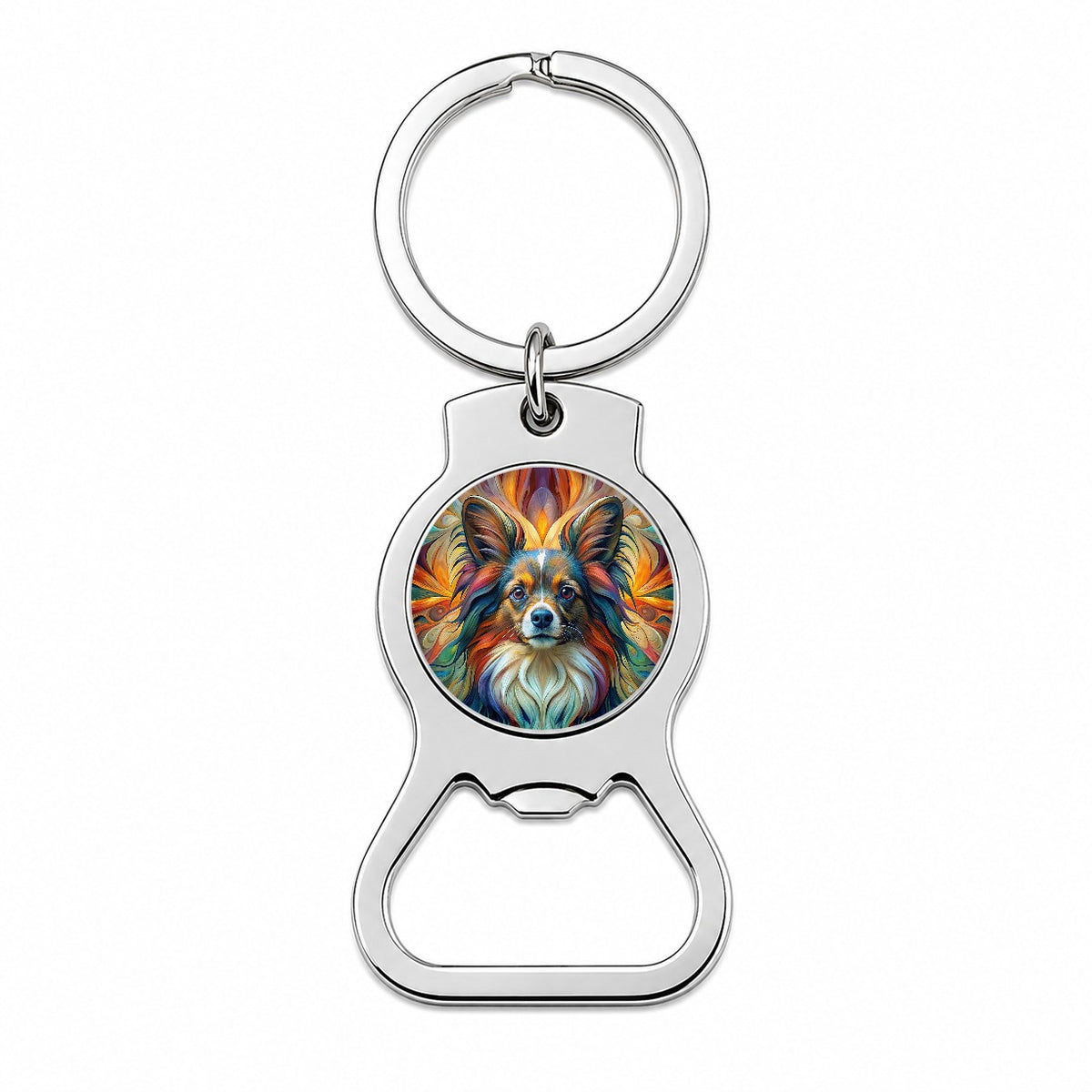Papillon Dog Abstract Art Bottle Opener Keychain