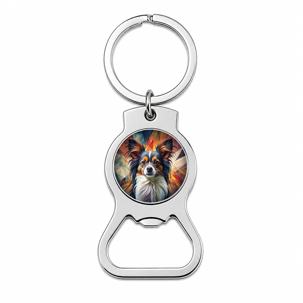 Papillon Dog Contemporary Art Bottle Opener Keychain
