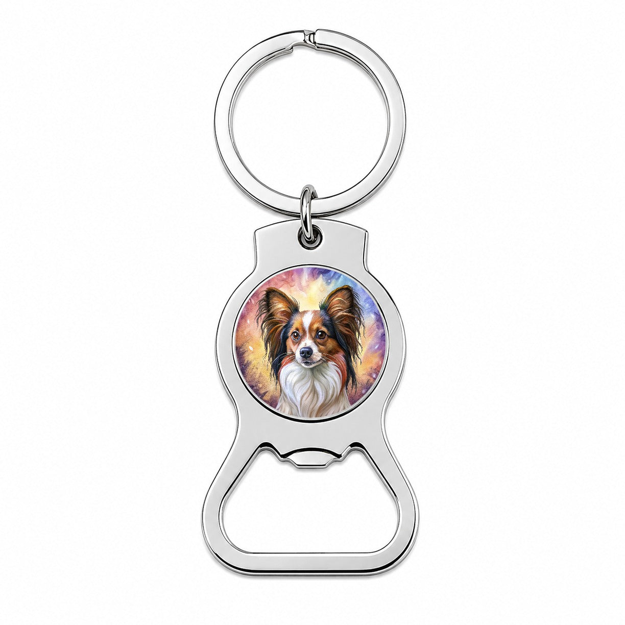 Papillon Dog Illustration Bottle Opener Keychain