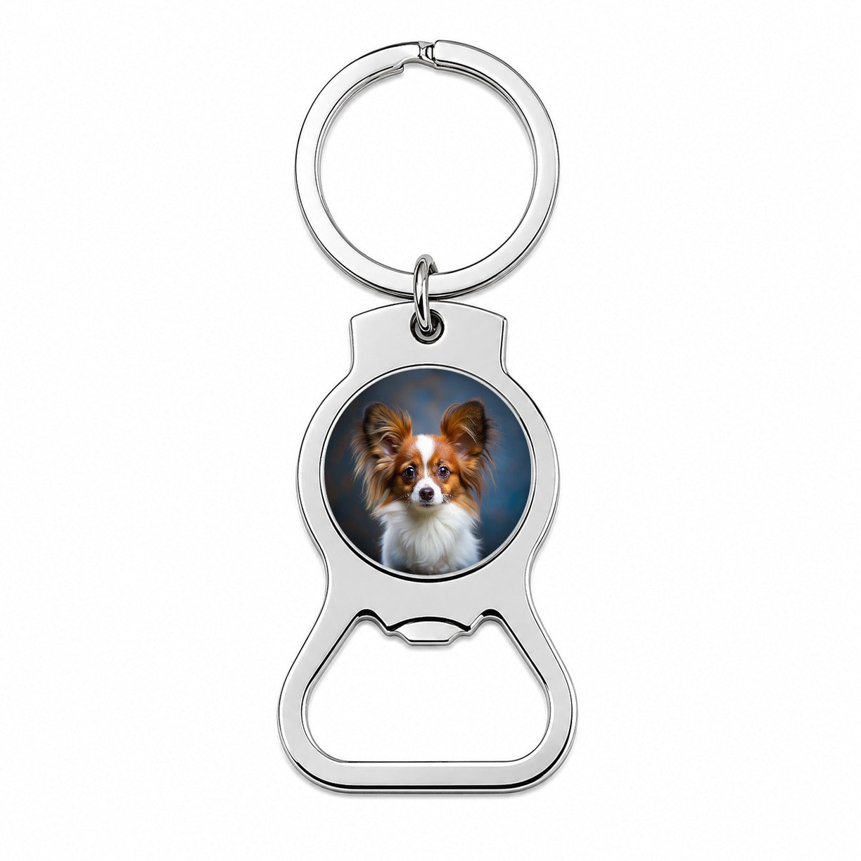 Papillon Dog Puppy Photo Bottle Opener Keychain
