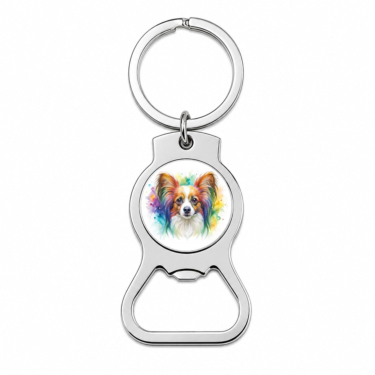 Papillon Dog Watercolor Style Bottle Opener Keychain