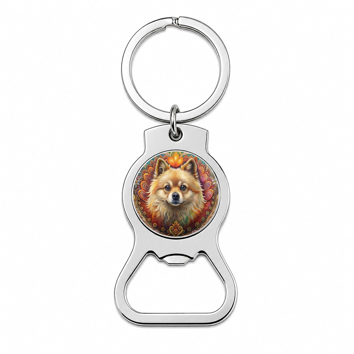 Pomeranian Dog Bohemian Art Bottle Opener Keychain