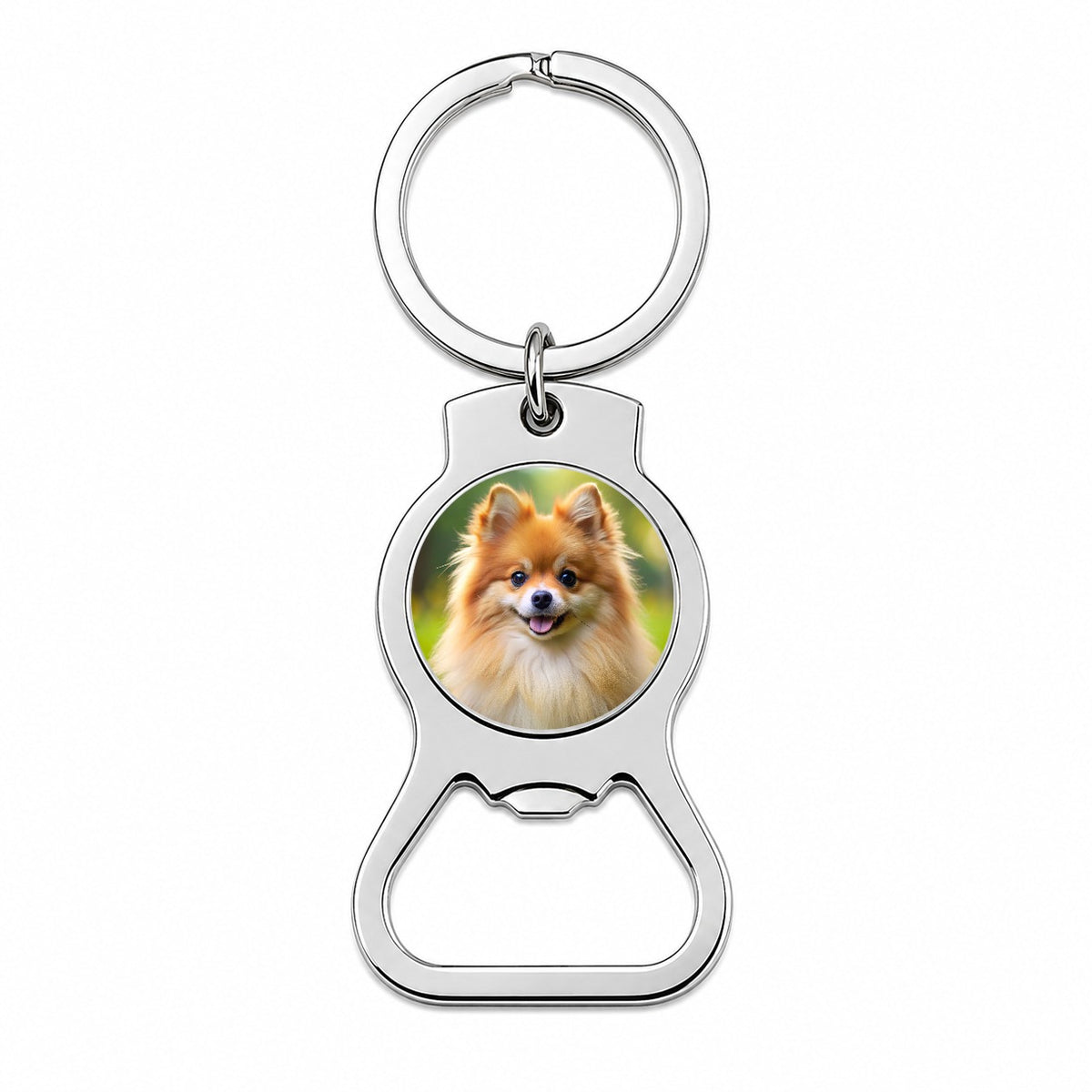 Pomeranian Dog Photo Bottle Opener Keychain