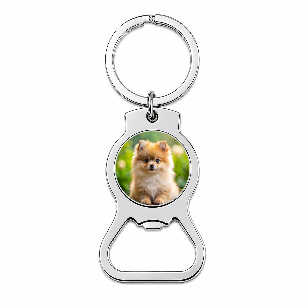 Pomeranian Dog Puppy Photo Bottle Opener Keychain