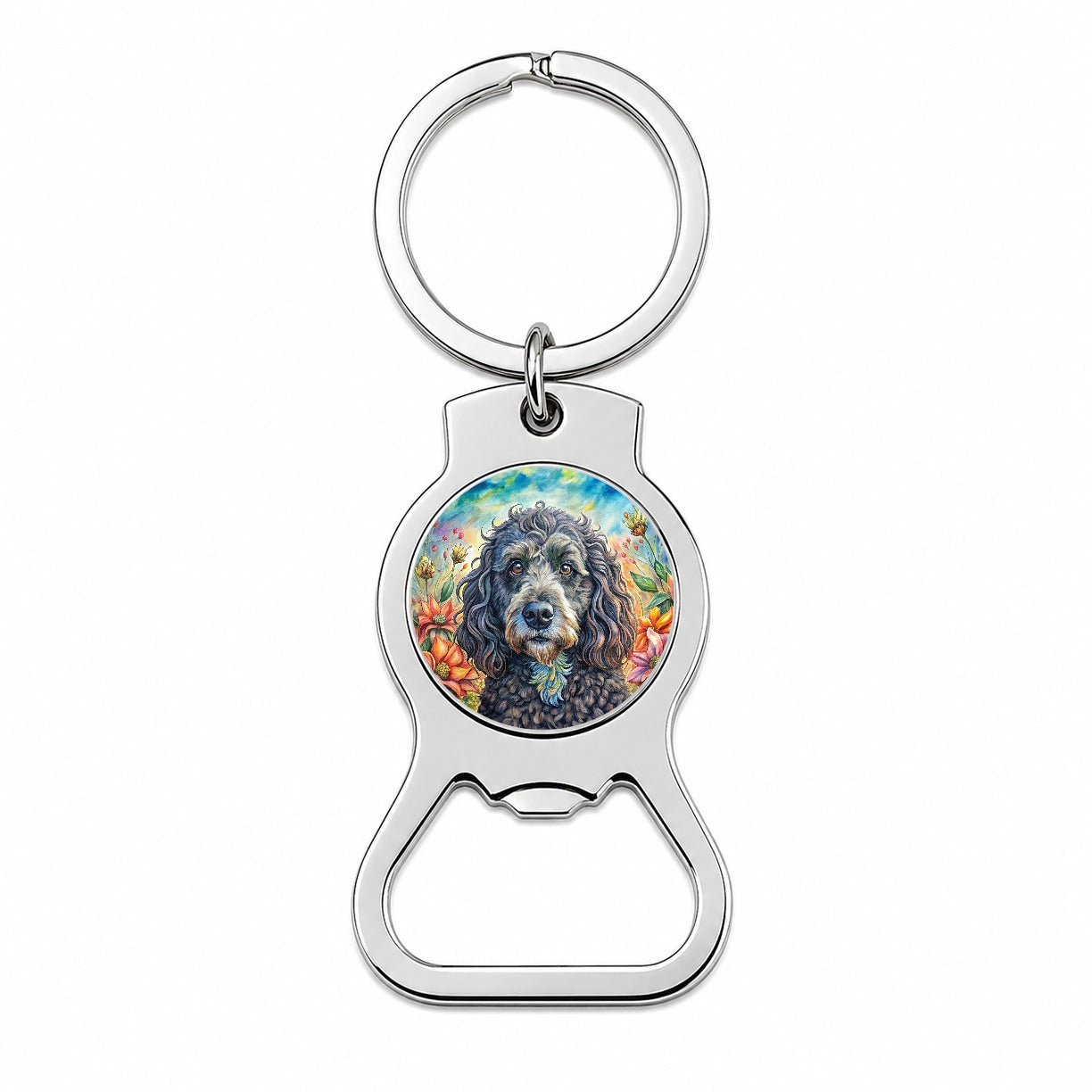 Portuguese Water Dog French Bohemian Art Bottle Opener Keychain