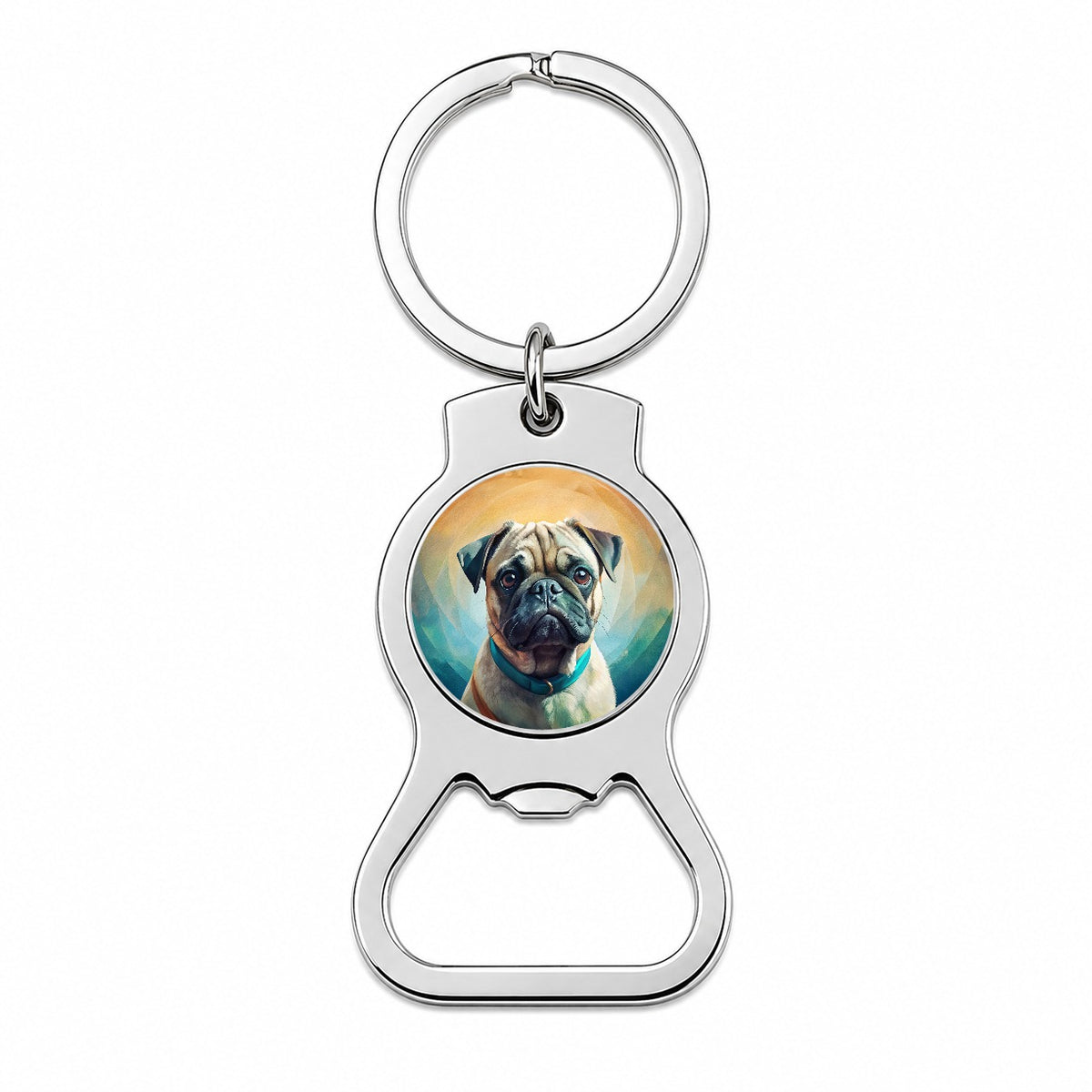 Pug Dog Contemporary Art Bottle Opener Keychain