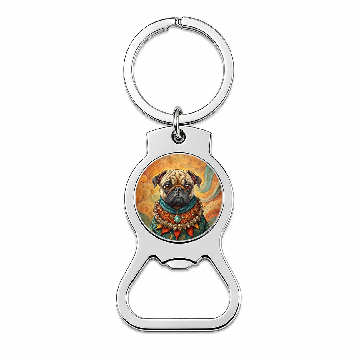 Pug Dog French Bohemian Art Bottle Opener Keychain