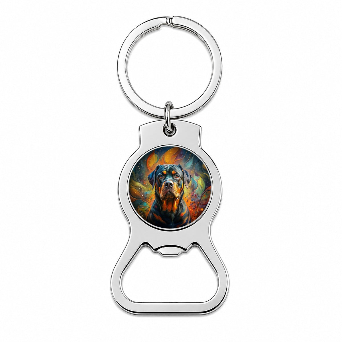 Rottweiler Dog Abstract Art Bottle Opener Keychain