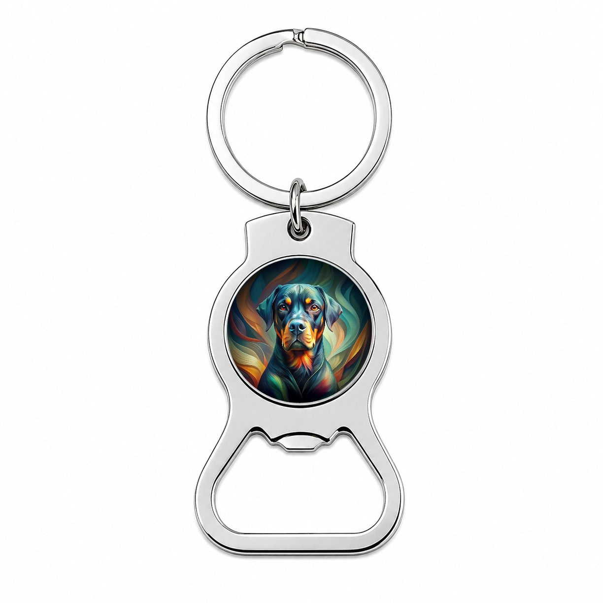 Rottweiler Dog Abstract Stylized Art Bottle Opener Keychain