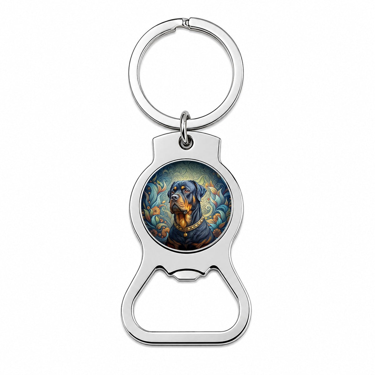 Rottweiler Dog Art Nouveau Bottle Opener Keychain