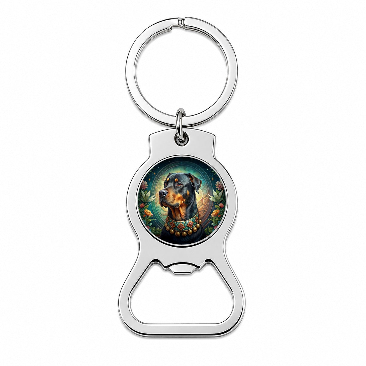 Rottweiler Dog French Bohemian Art Bottle Opener Keychain