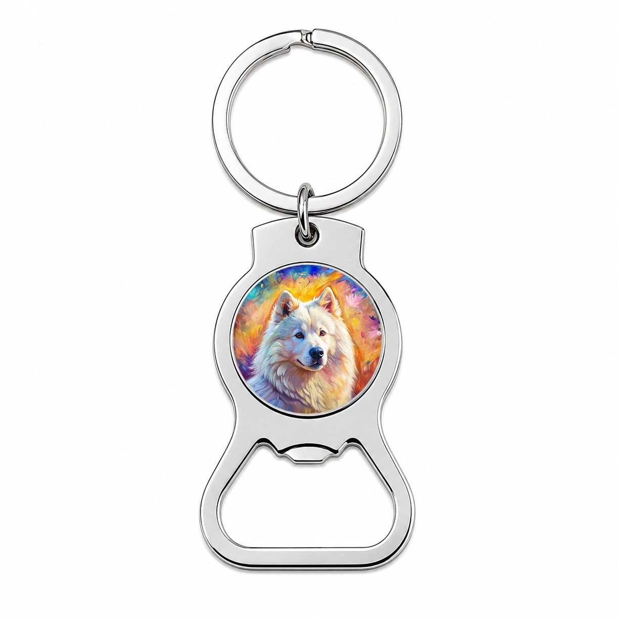 Samoyed Dog Expressionism Art Bottle Opener Keychain