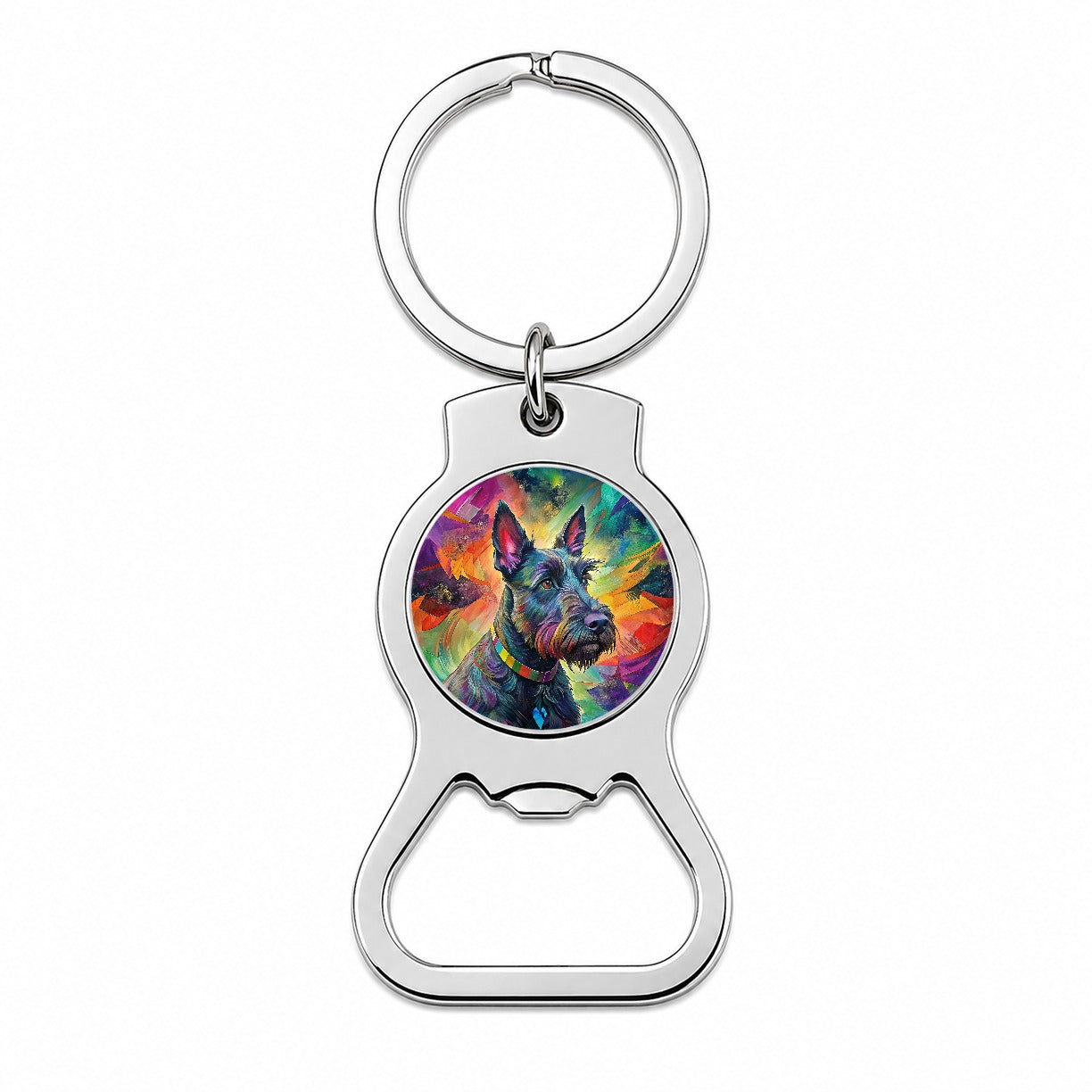 Scottish Terrier Dog Abstract Art Bottle Opener Keychain