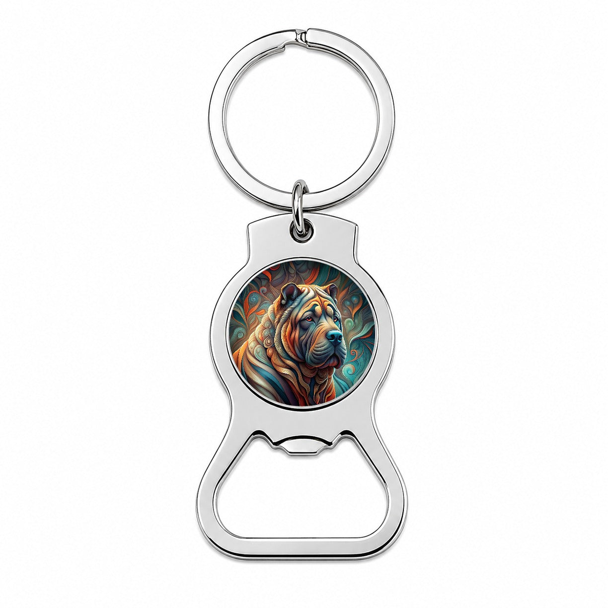 Shar Pei Dog Abstract Stylized Art Bottle Opener Keychain