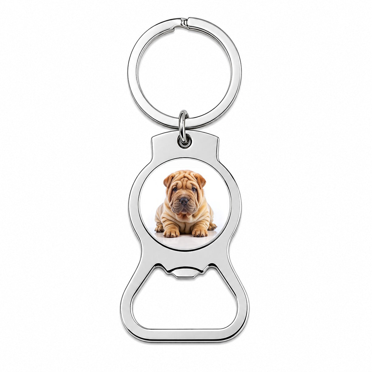 Shar Pei Dog Puppy Photo Bottle Opener Keychain
