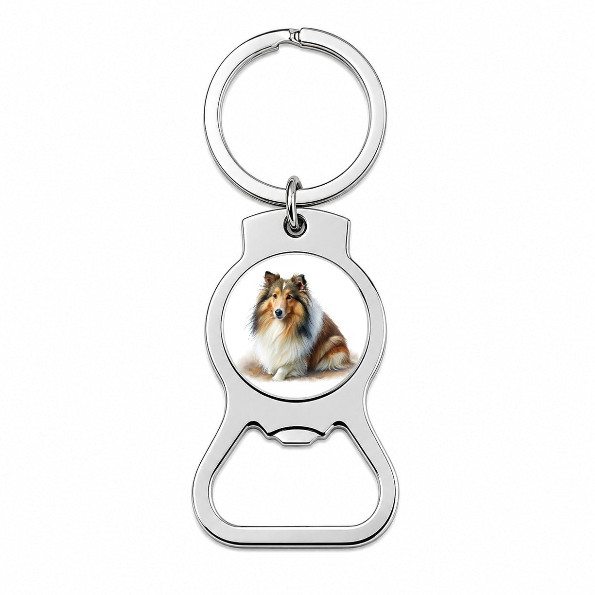 Shetland Sheepdog Sheltie Dog Illustration Bottle Opener Keychain