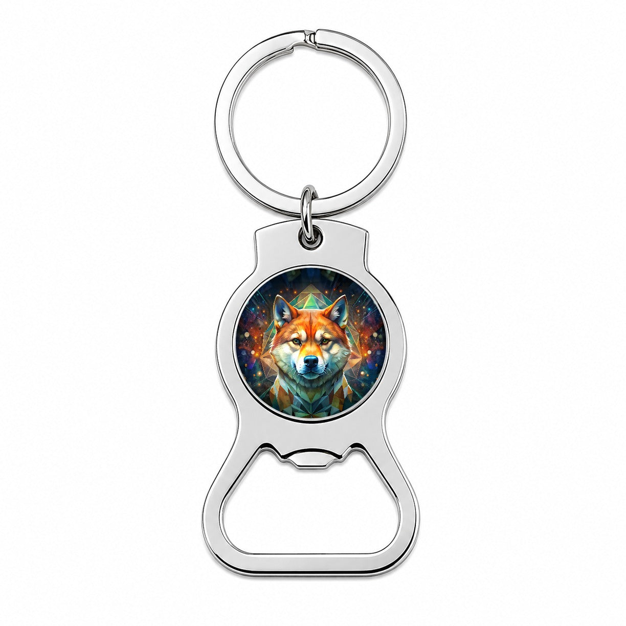 Shiba Inu Dog Abstract Art Bottle Opener Keychain