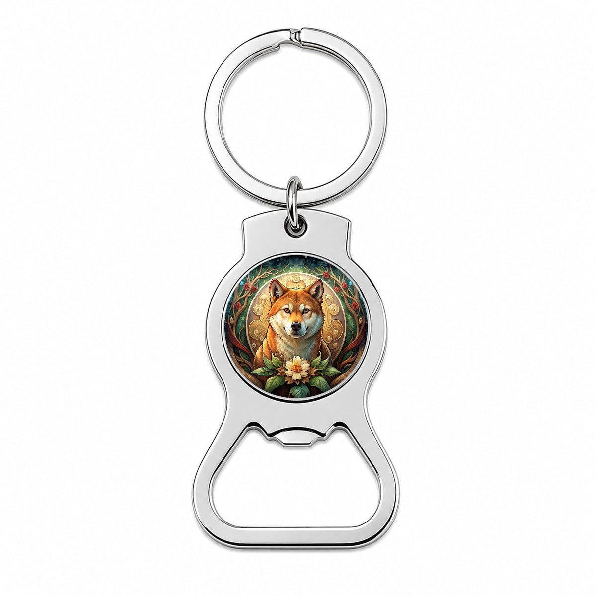 Shiba Inu Dog Art Nouveau Bottle Opener Keychain