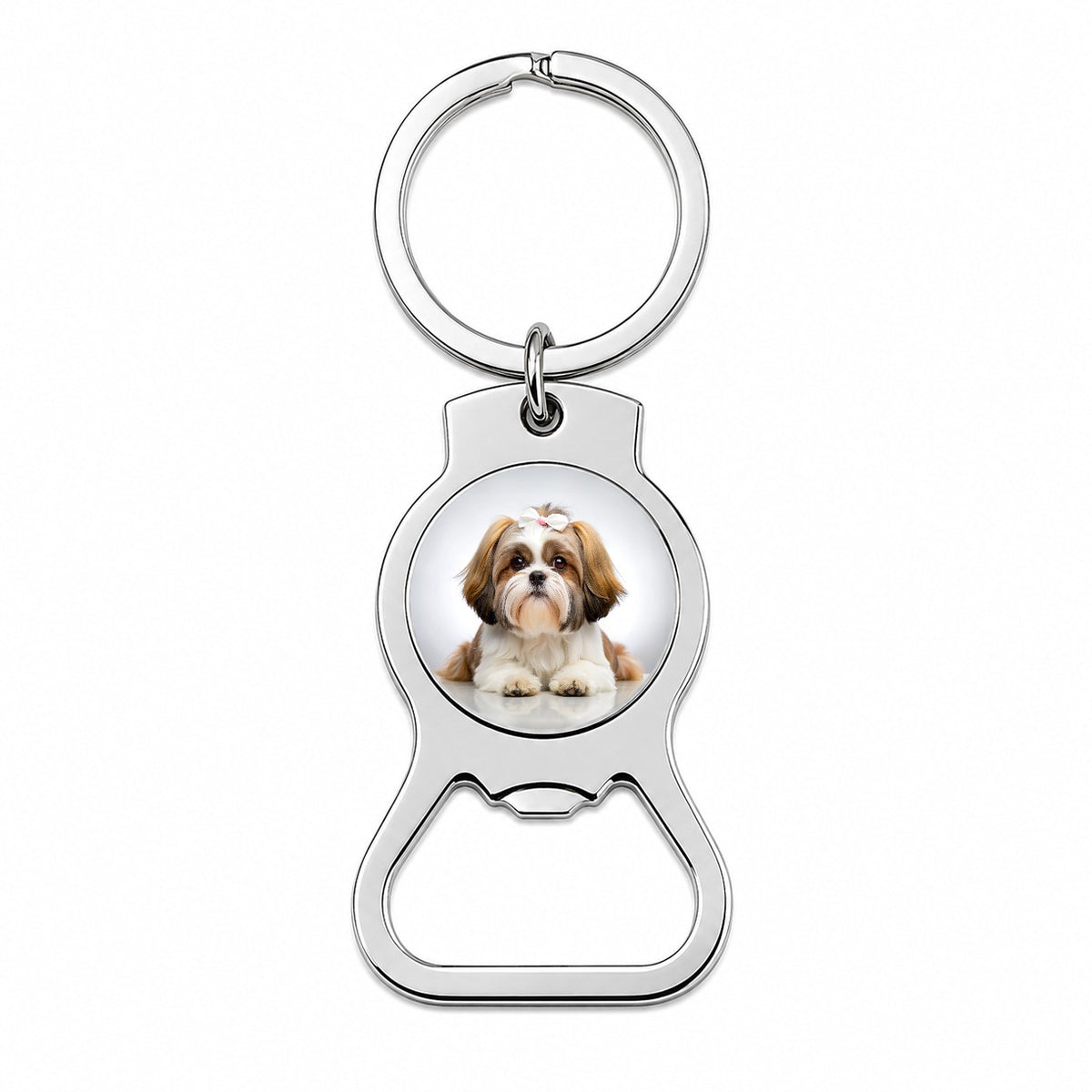 Shih Tzu Dog Photo Bottle Opener Keychain