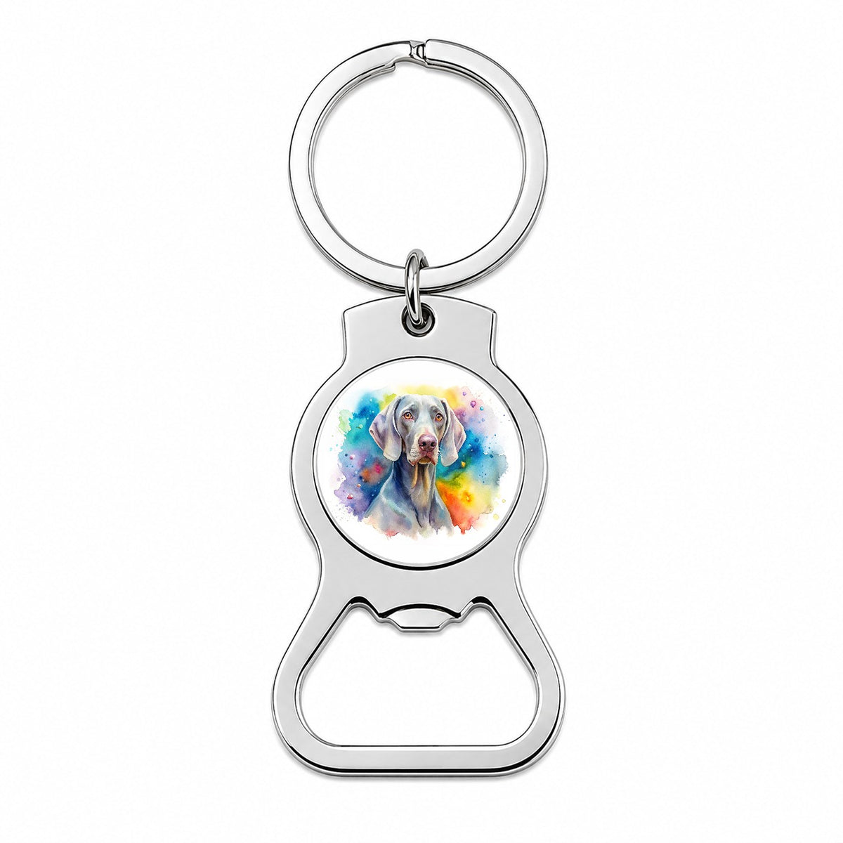 Weimaraner Dog Watercolor Style Bottle Opener Keychain