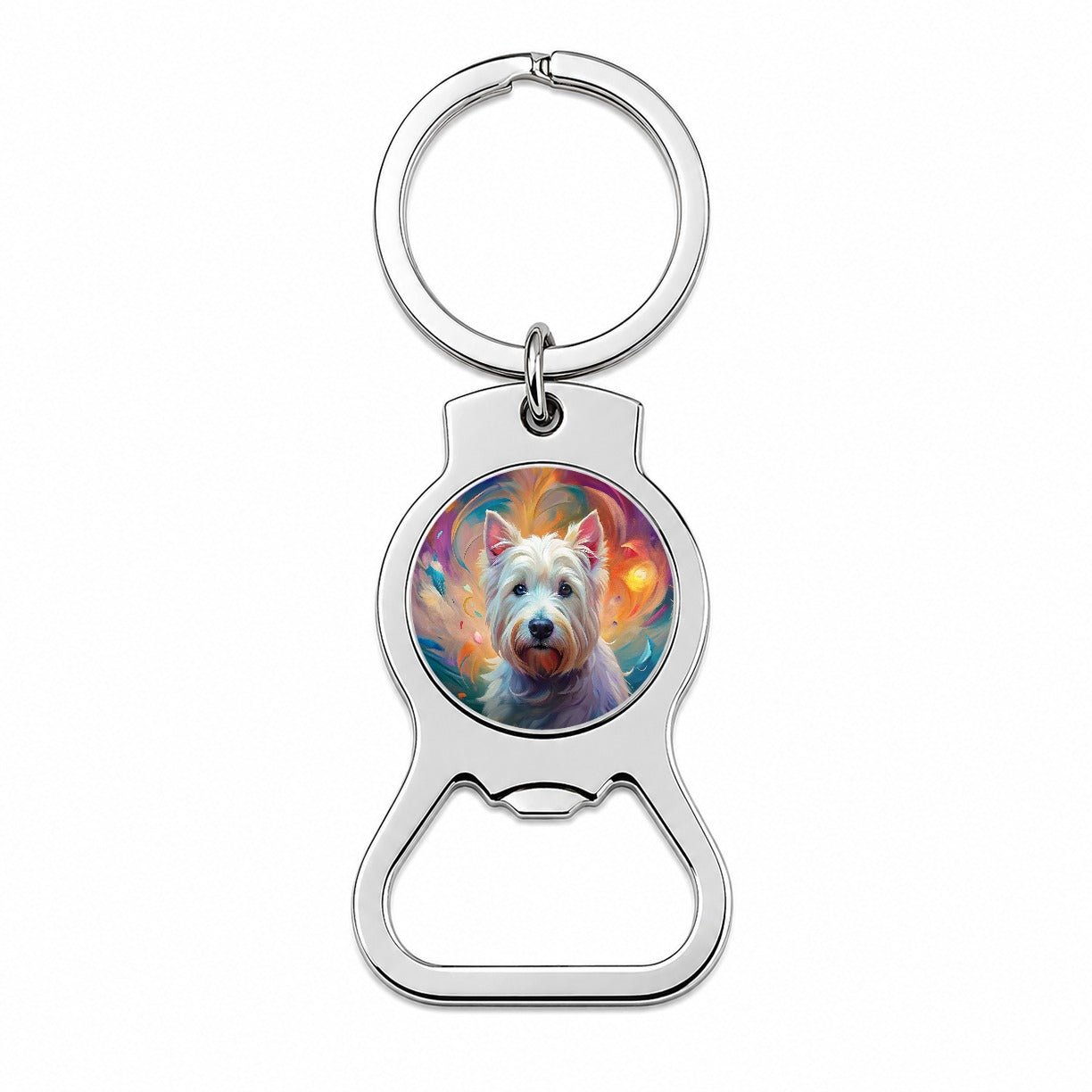 West Highland White Terrier Westie Dog Abstract Art Bottle Opener Keychain