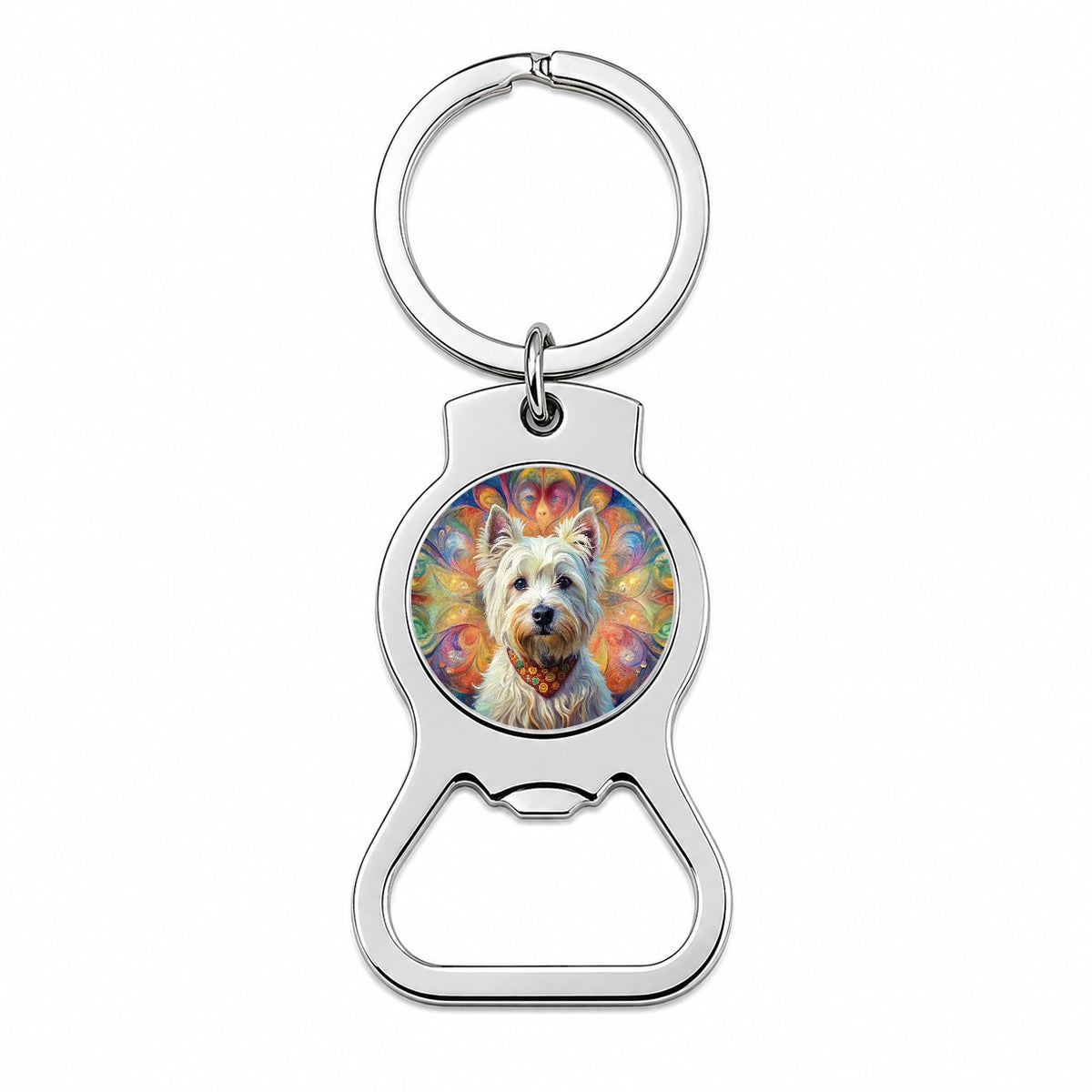 West Highland White Terrier Westie Dog Bohemian Art Bottle Opener Keychain