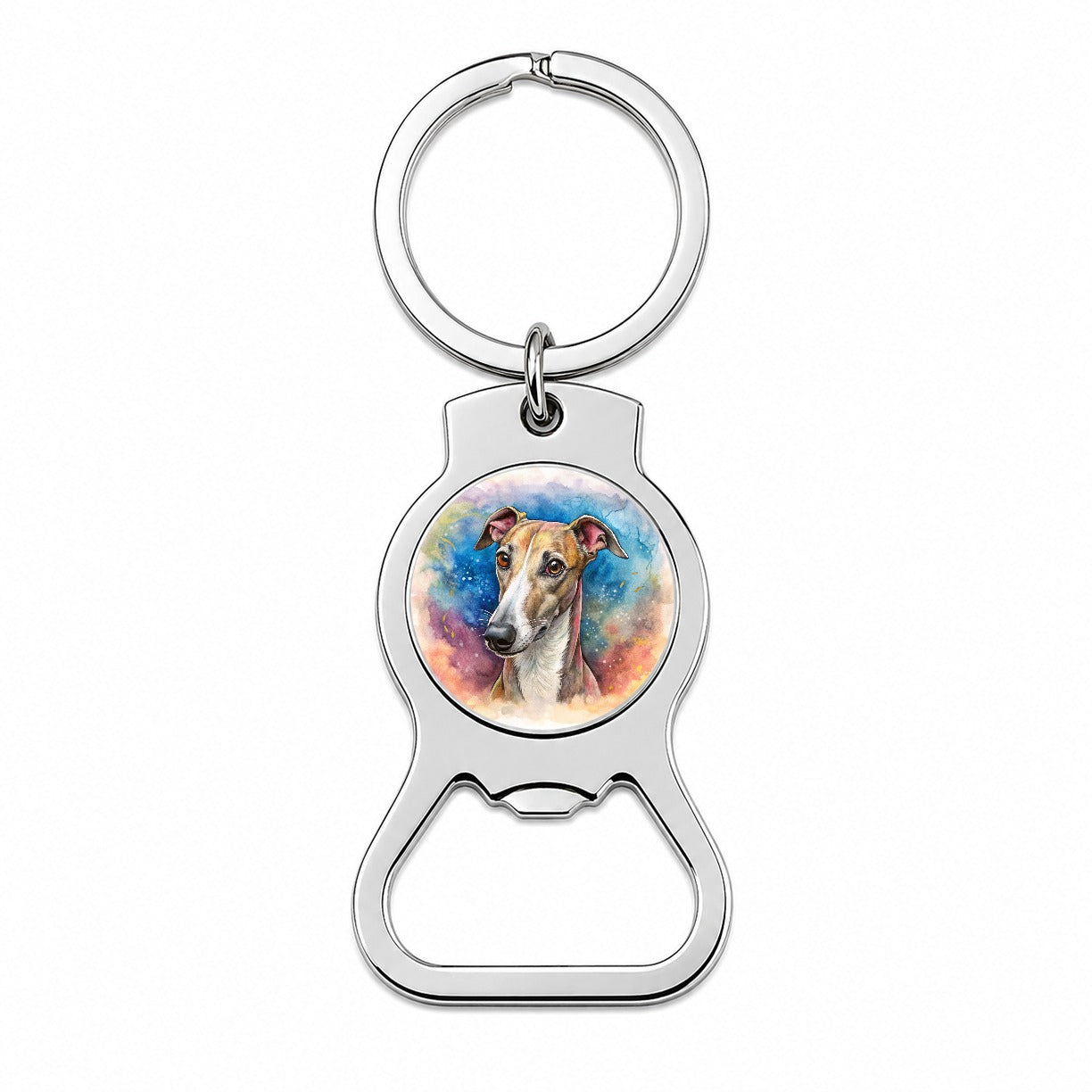 Whippet Dog Illustration Bottle Opener Keychain