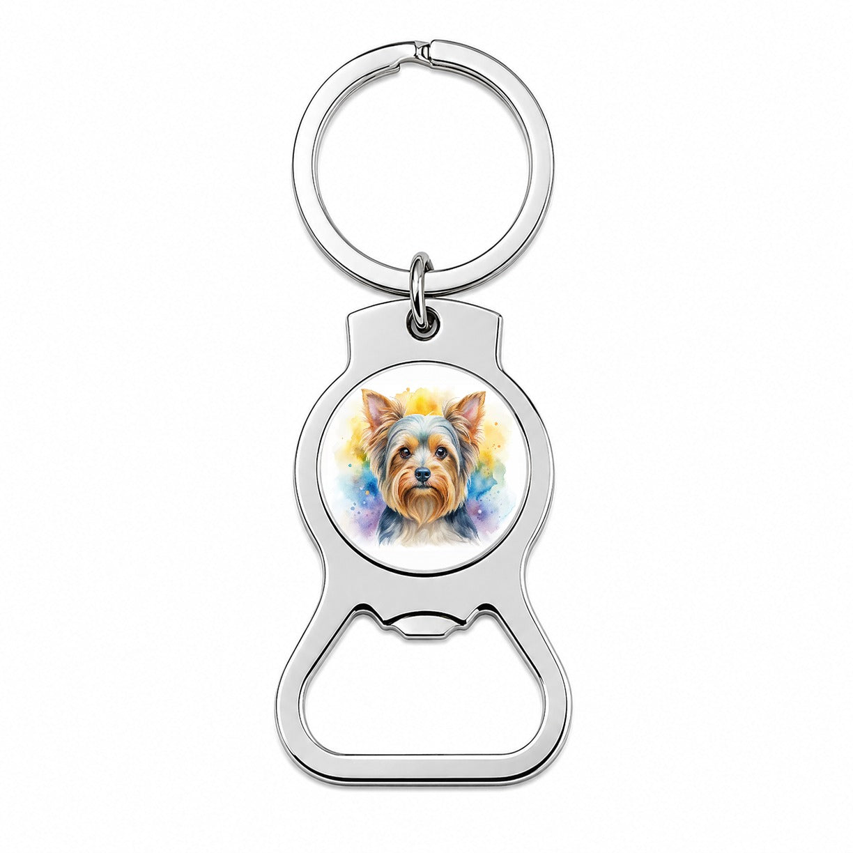 Yorkshire Terrier Yorkie Dog Watercolor Style Bottle Opener Keychain