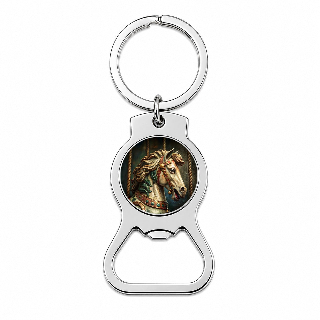Carousel Horse Close-up Bottle Opener Keychain