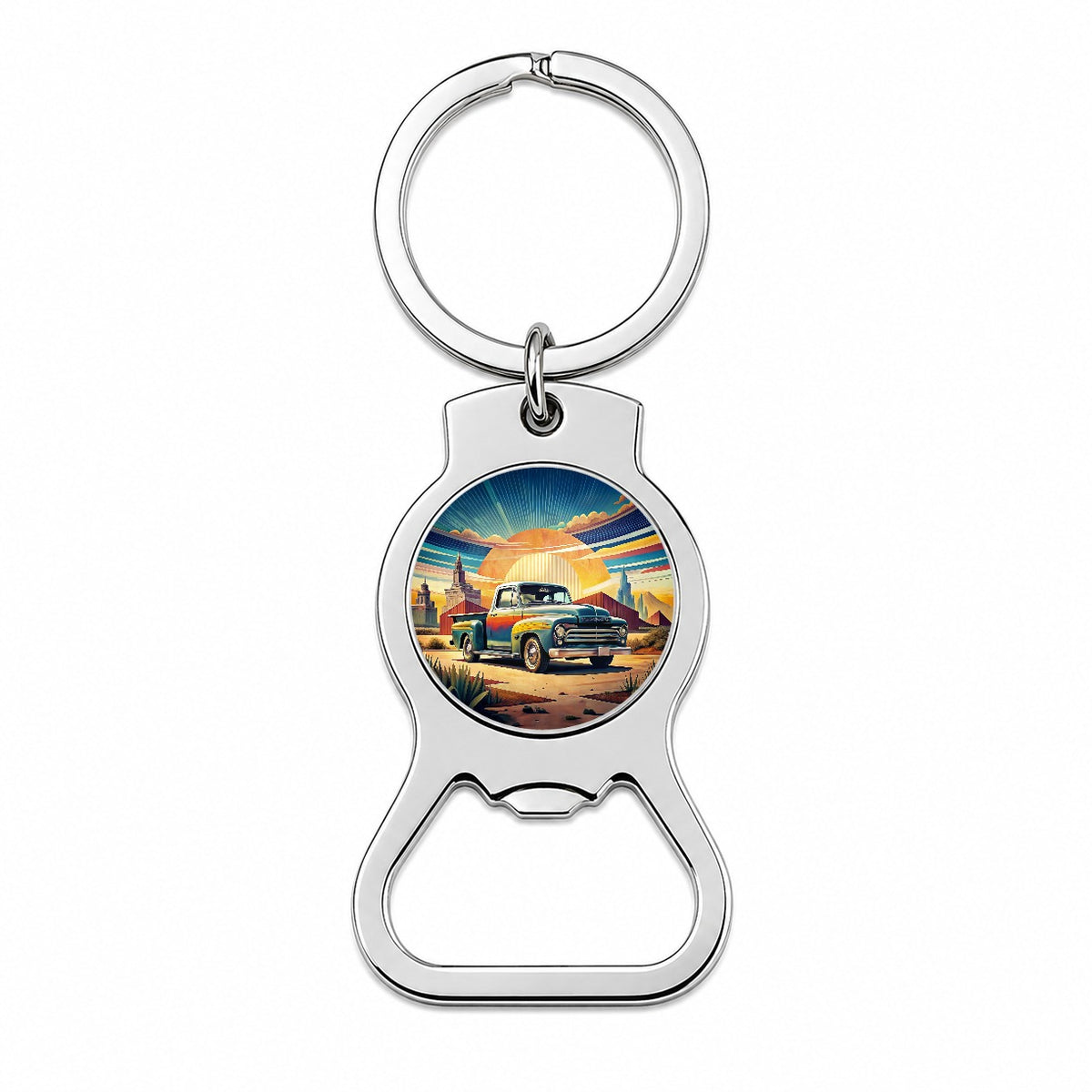 Classic Retro Truck Art Bottle Opener Keychain