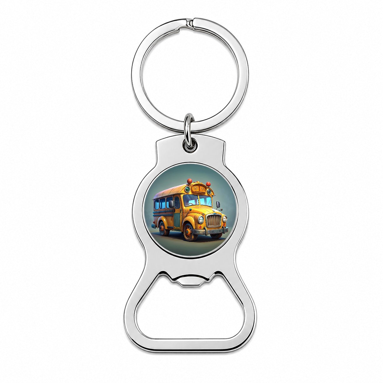 Funny School Short Bus Bottle Opener Keychain