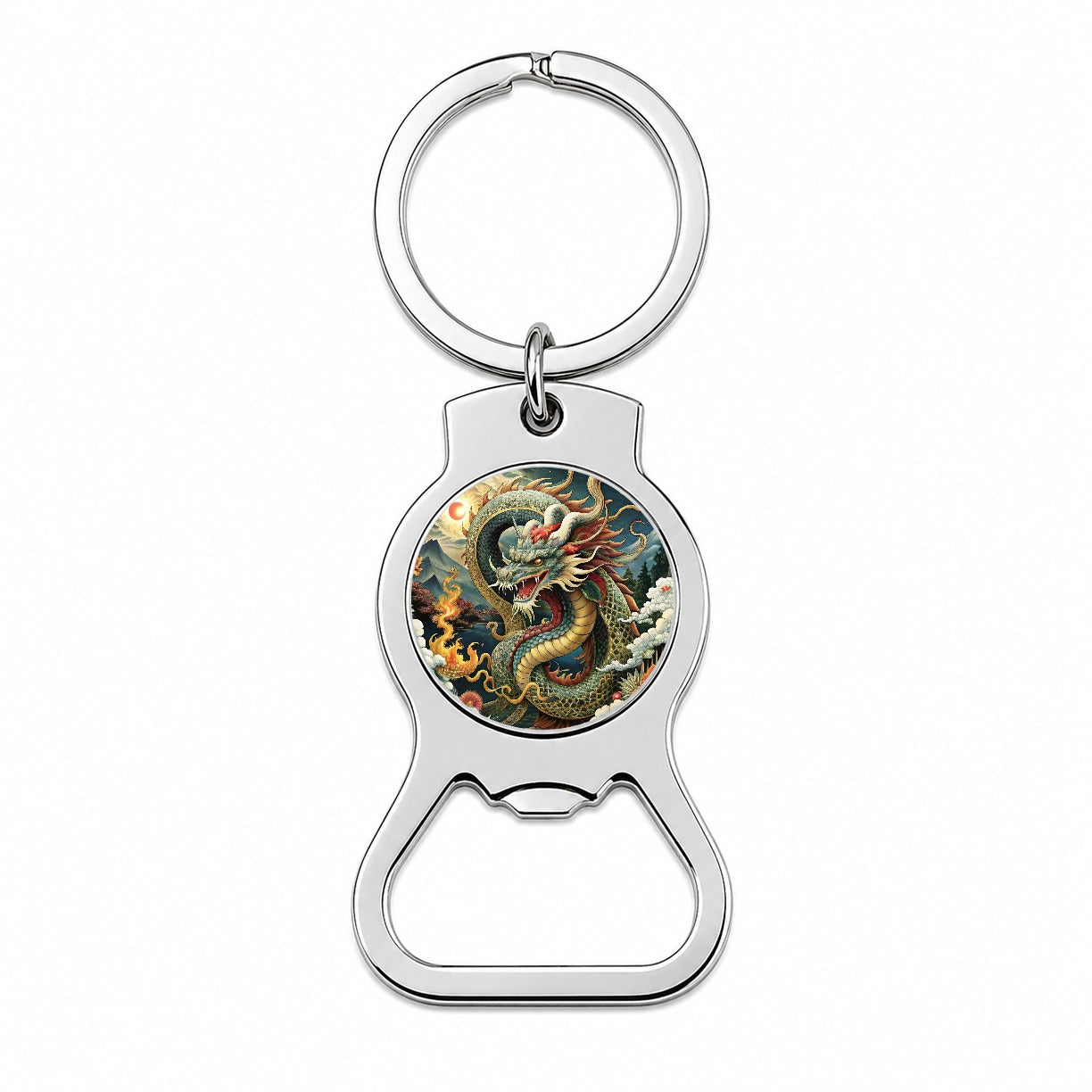 Japanese Asian Dragon Serpent Spirit Art Bottle Opener Keychain