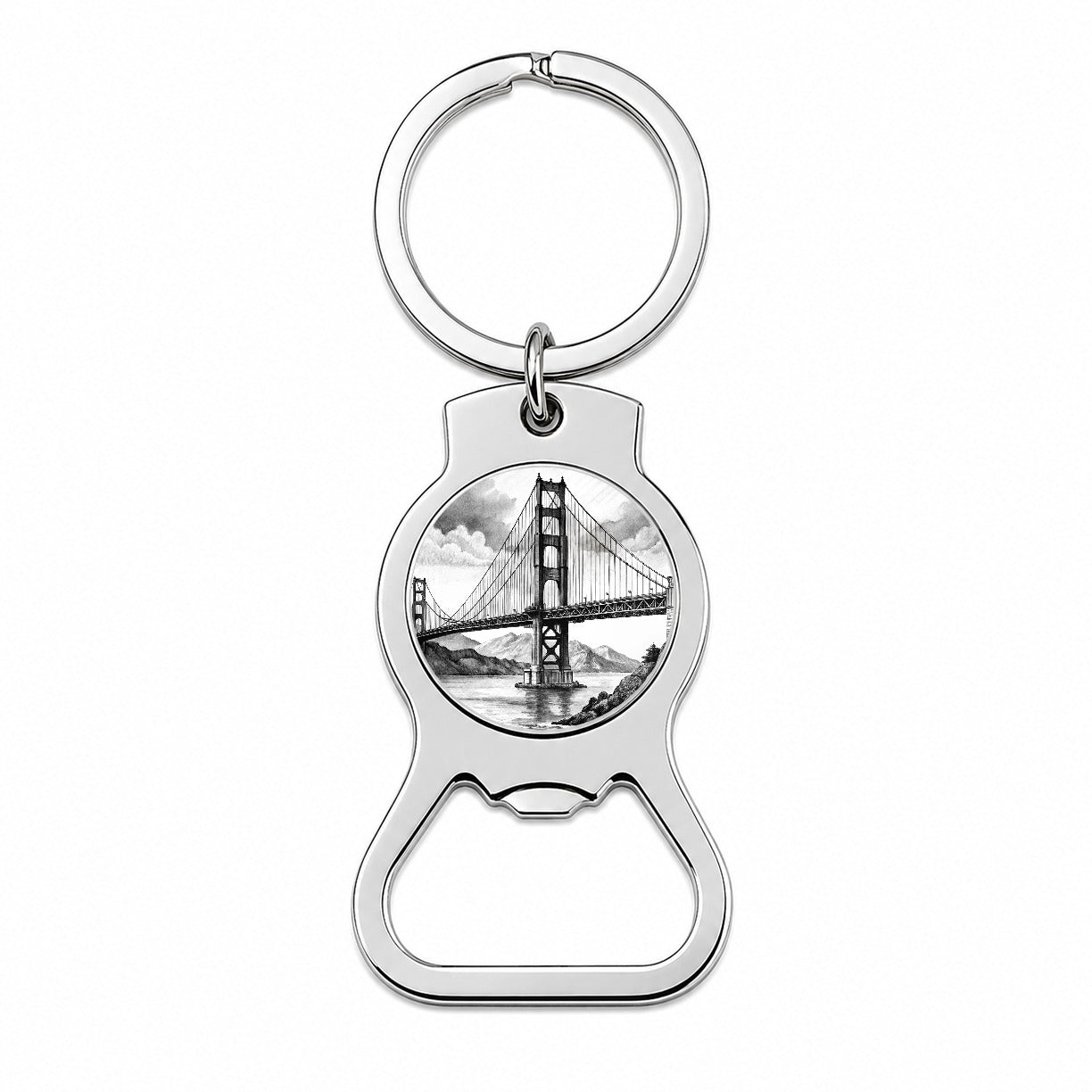 Sketch Of Golden Gate Bridge San Francisco California Bottle Opener Keychain