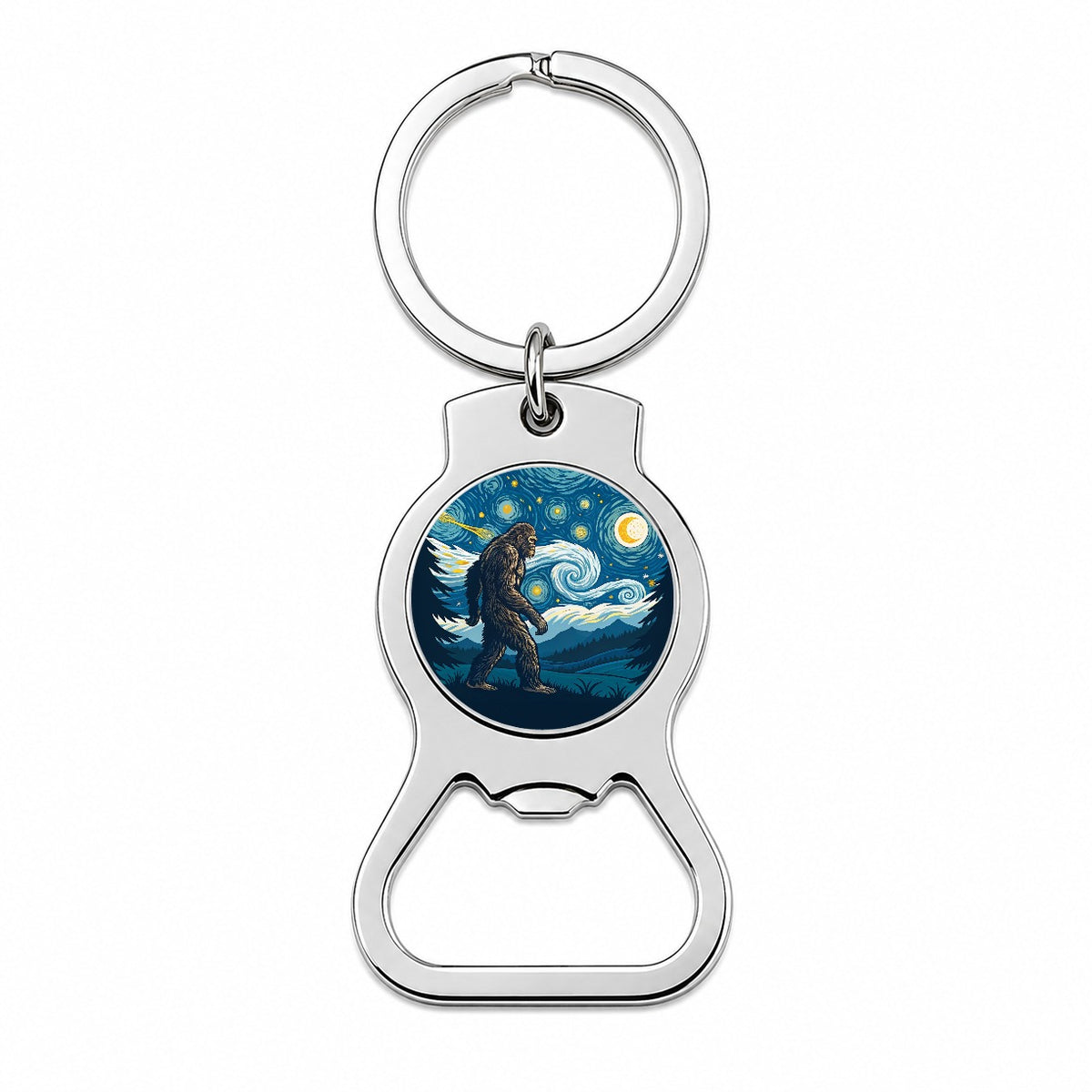 Big Foot Van Gogh Starry Night Bottle Opener Keychain