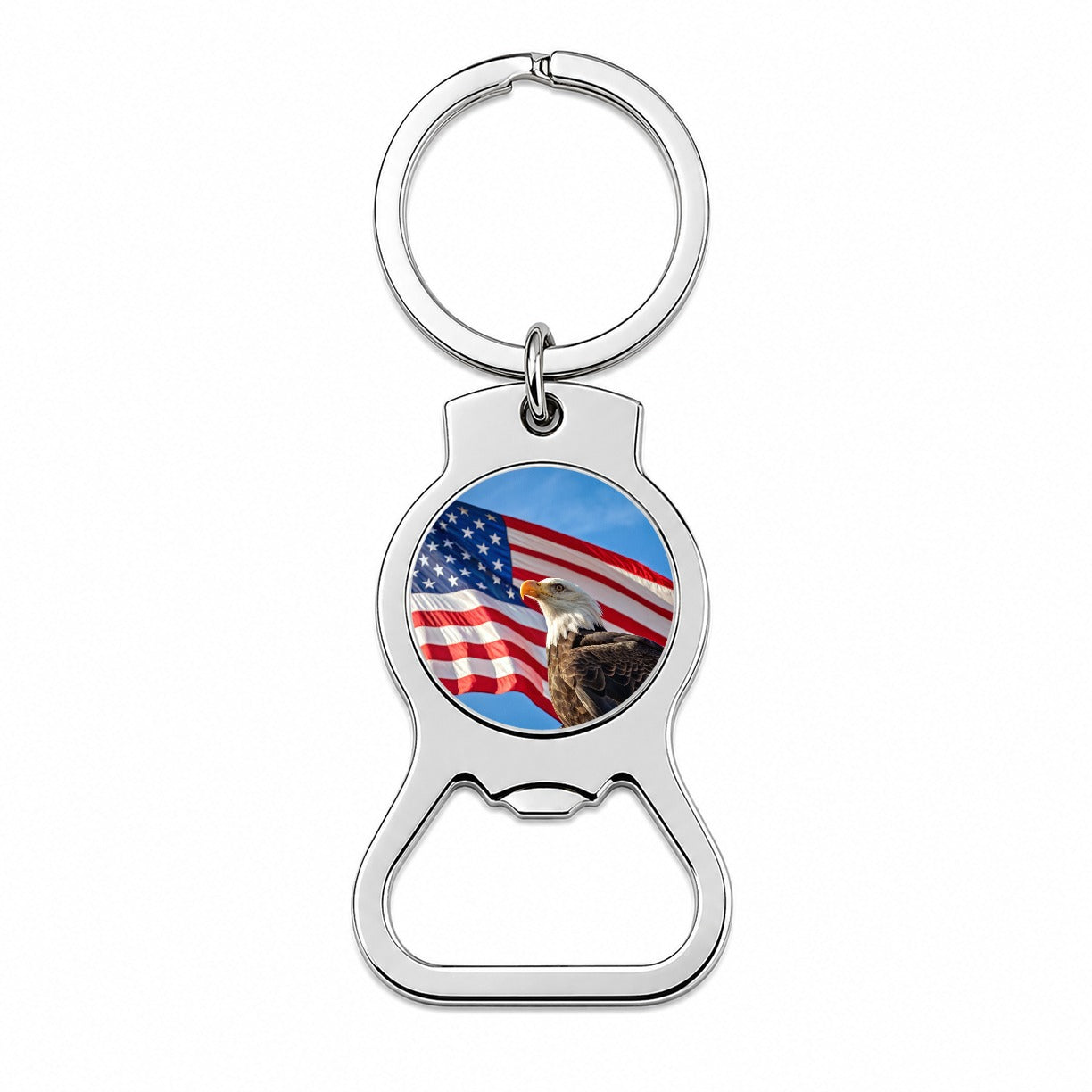 Eagle And American Flag USA United States Patriotic Bottle Opener Keychain
