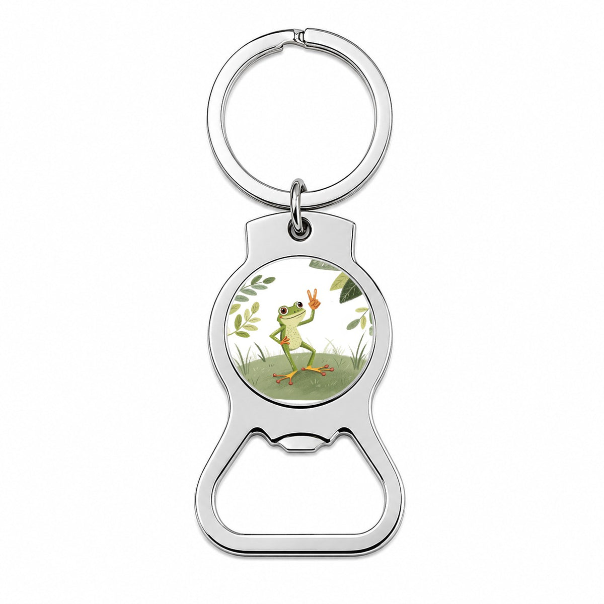 Frog Peace Sign Drawing Funny Bottle Opener Keychain