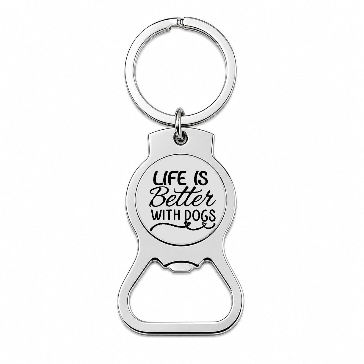 Life Is Better With Dogs Gray Bottle Opener Keychain